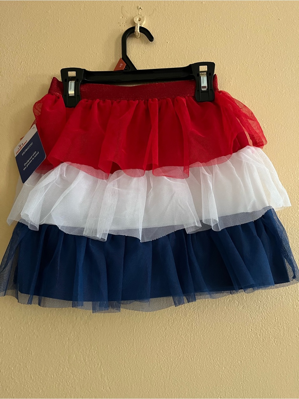 Way to Celebrate Girls Tiered Skirt Red White Blue Size M (8)